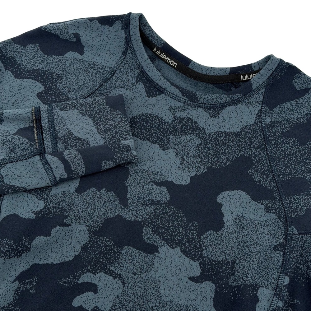 Lululemon It's Rulu Tech Long Sleeve Women Size 6 Blue Heritage Camo Thumbholes